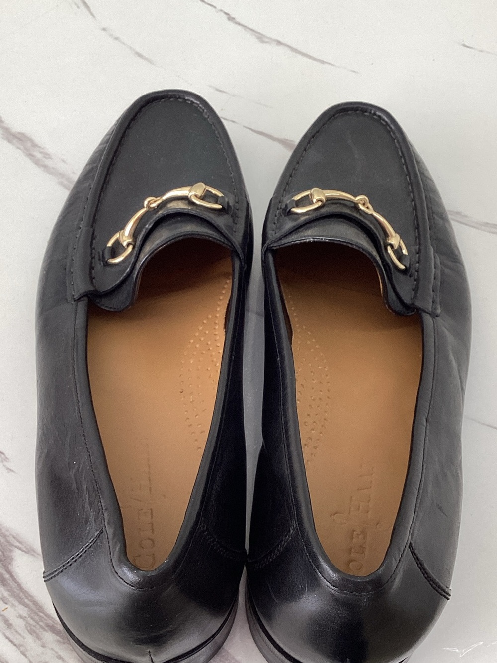 Cole Haan Black Leather Loafers with Gold Bit - Picture 4 of 5